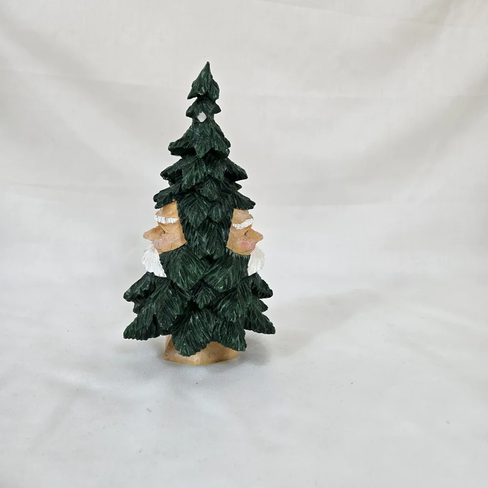 Dept 56 Santa Face Christmas Tree Resin Carved Evergreen Pine Retired 7 1/2